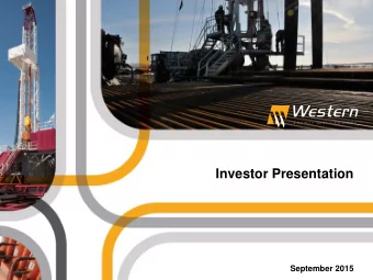 Investor Presentation  September 2015  Disclaimer  FORWARD-LOOKING INFORMATION  This presentation