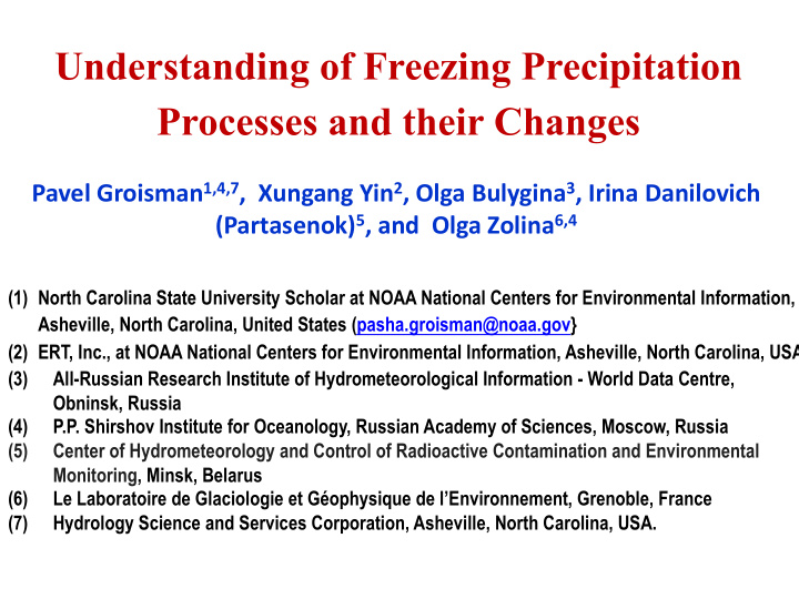 understanding of freezing precipitation processes and
