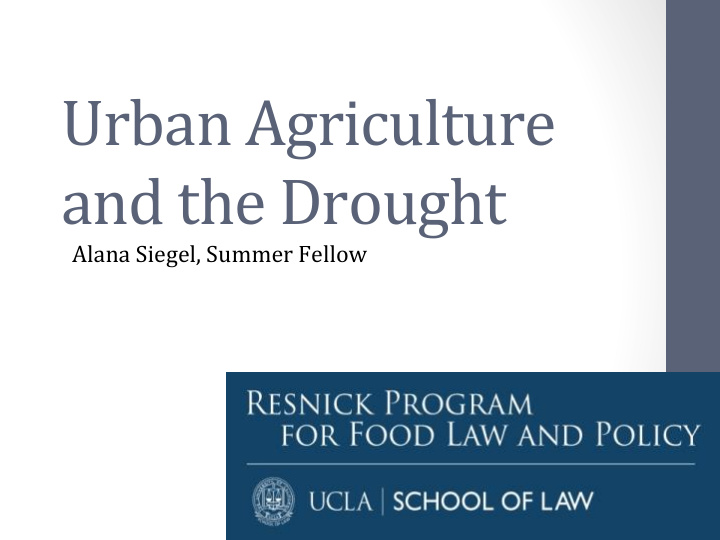 urban agriculture and the drought