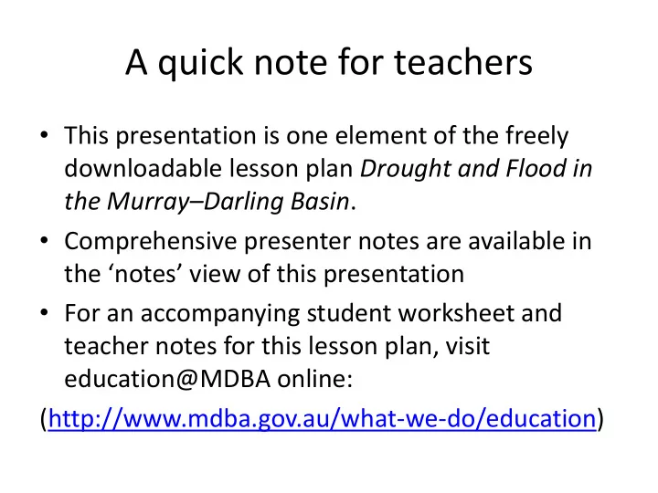 a quick note for teachers