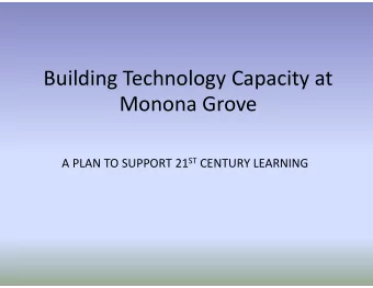 Building Technology Capacity at  Monona Grove A PLAN TO SUPPORT 21 ST CENTURY LEARNING  Objectives