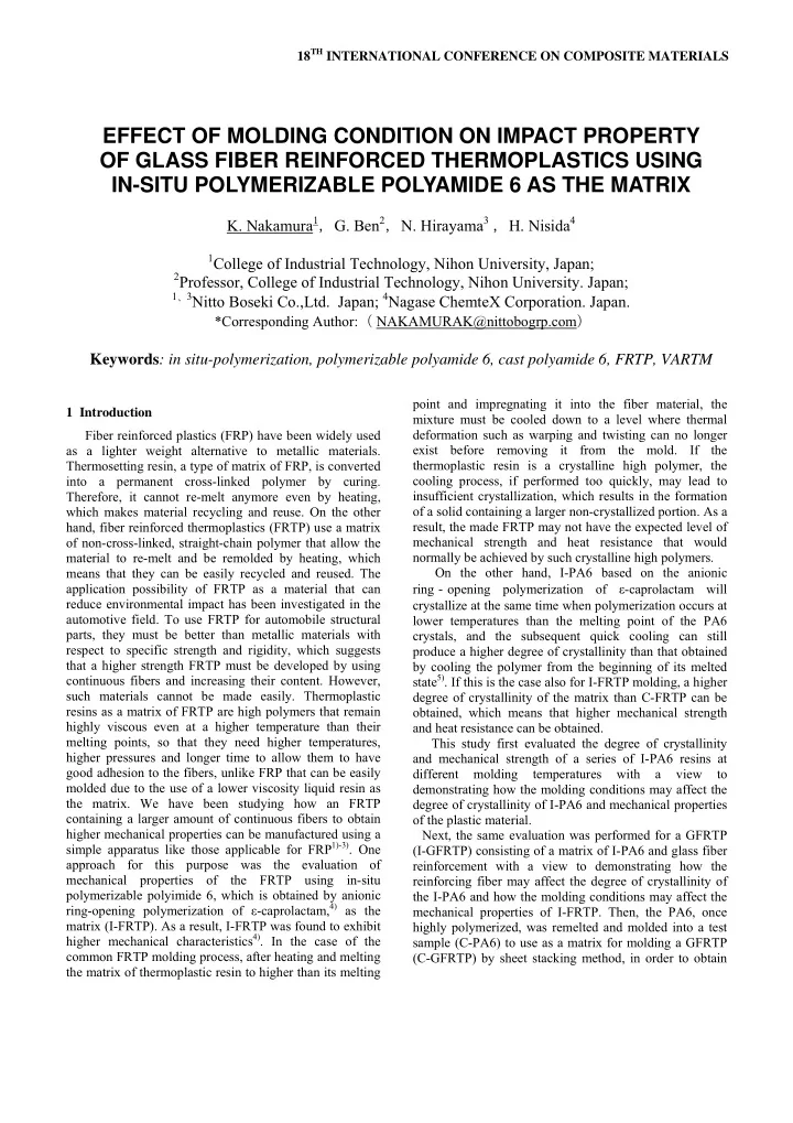 effect of molding condition on impact property of glass