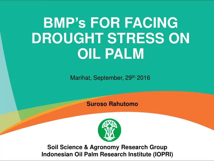 bmp s for facing drought stress on