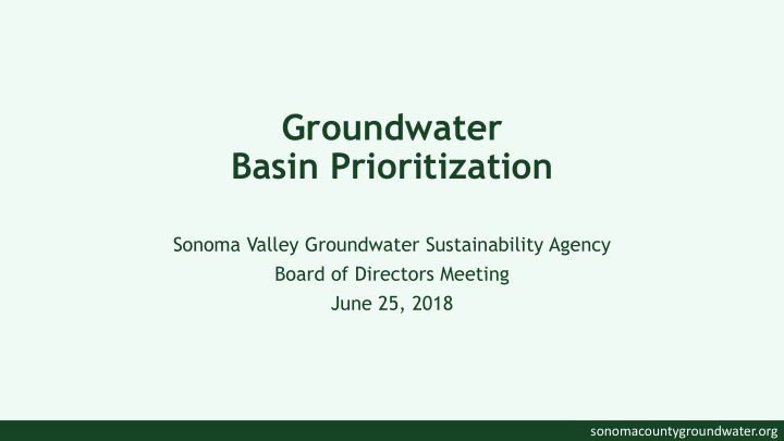 groundwater basin prioritization