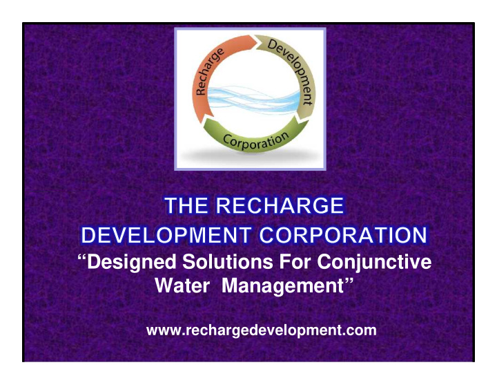 designed solutions for conjunctive water management
