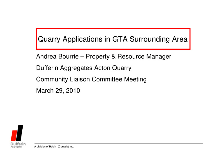 quarry applications in gta surrounding area