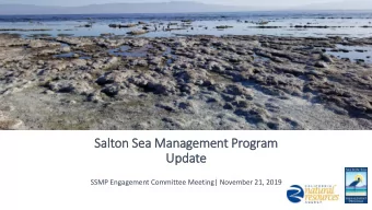 Salton Sea M  Managem  emen  ent P  Program  Up  Update  SSMP Engagement Committee Meeting|