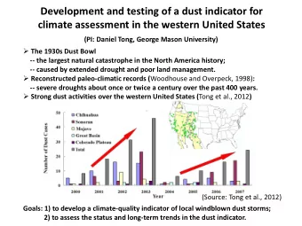 Development and testing of a dust indicator for  climate assessment in the western United States
