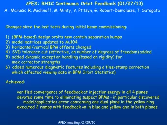APEX: RHIC Continuous Orbit Feedback (01/27/10)  A. Marusic, R. Michnoff, M. Minty, V. Ptitsyn, G.