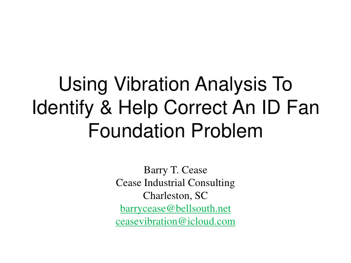 using vibration analysis to