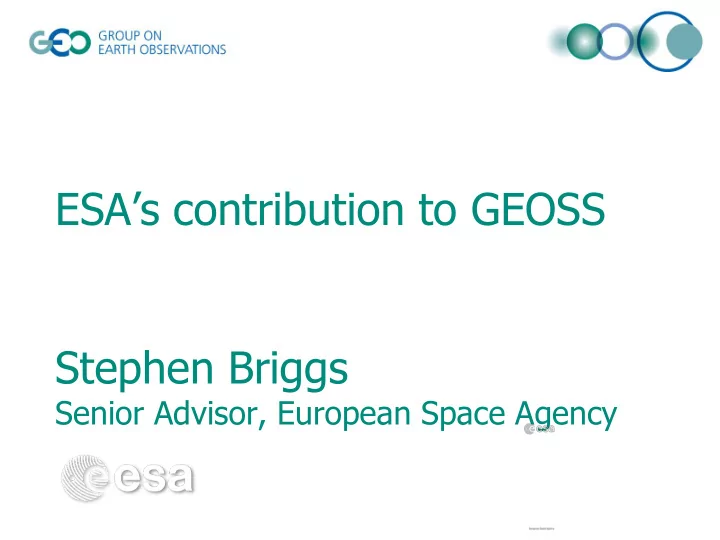 esa s contribution to geoss