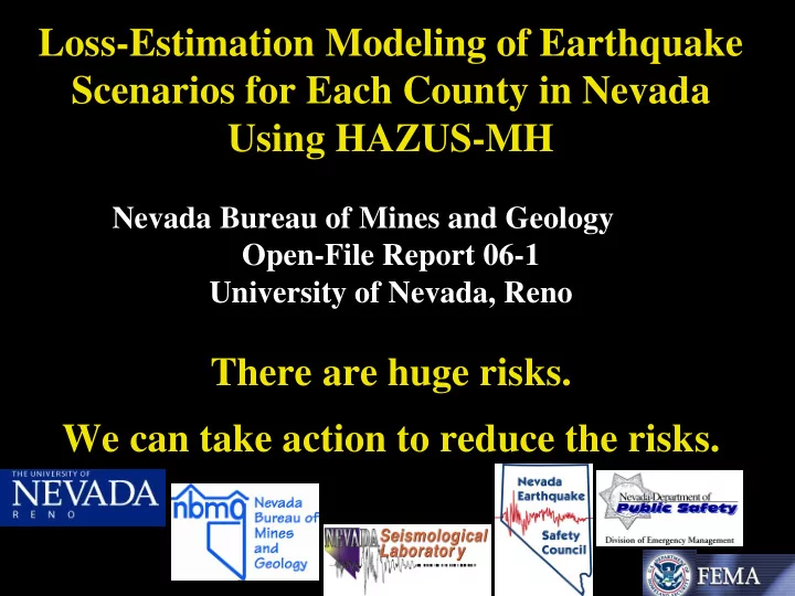 loss estimation modeling of earthquake scenarios for each