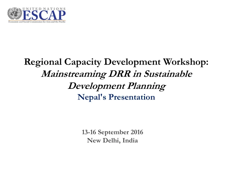 regional capacity development workshop mainstreaming drr