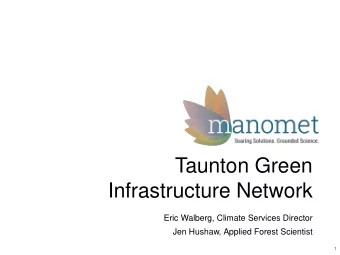 Infrastructure Network  Eric Walberg, Climate Services Director  Jen Hushaw, Applied Forest