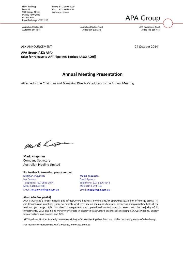 annual meeting presentation