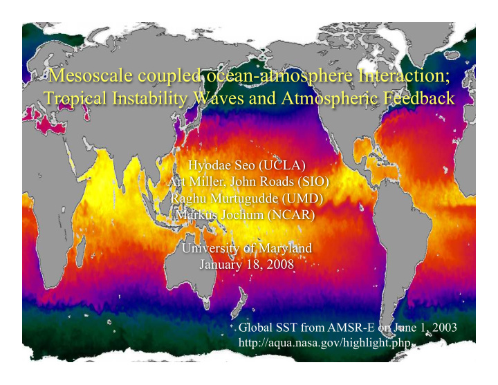 mesoscale coupled ocean atmosphere interaction tropical