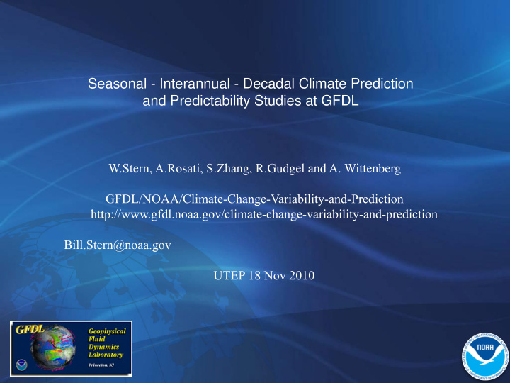 seasonal interannual decadal climate prediction and