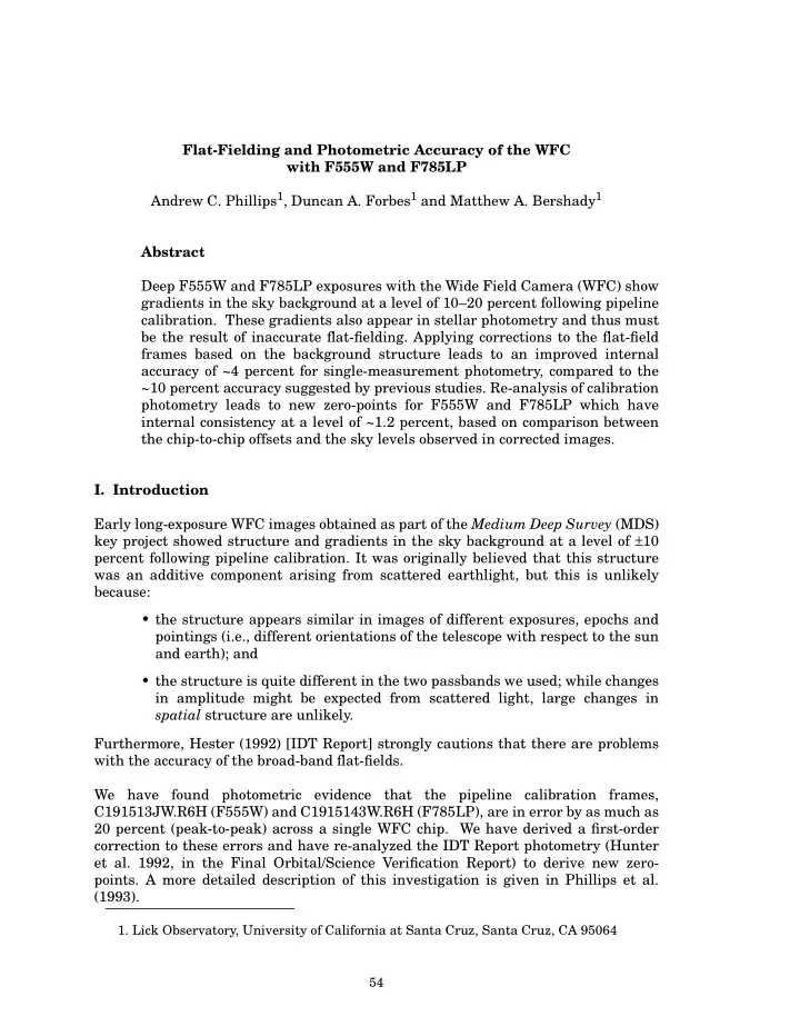 flat fielding and photometric accuracy of the wfc with