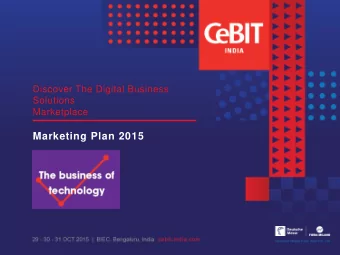 Marketing Plan 2015  Discover the Digital Business Solutions Marketplace  Welcome to the CeBIT