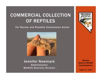 COMMERCIAL COLLECTION  OF REPTILES  For Review and Possible Commission Action  Nevada  Jennifer