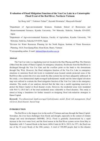 Evaluation of Flood Mitigation Function of the Van Coc Lake in a Catastrophic  Flood Event of the