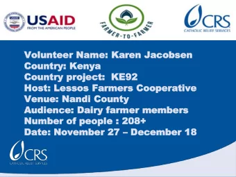 Coun  Co  untr  try  y pr  proje  oject  ct:  :  KE9  KE92  Host:  Hos  t: Lessos  Lessos Fa  Farme