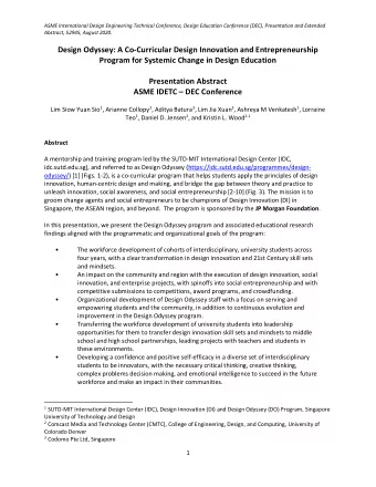 Design Odyssey: A Co-Curricular Design Innovation and Entrepreneurship  Program for Systemic Change