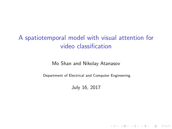 a spatiotemporal model with visual attention for video