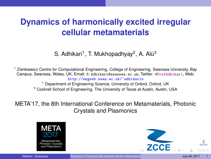dynamics of harmonically excited irregular cellular