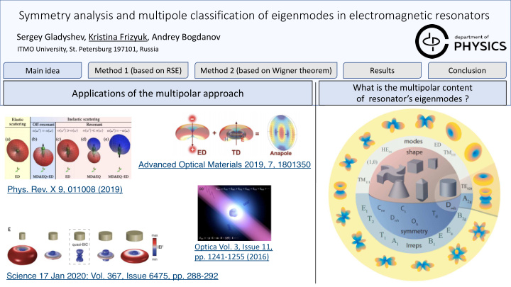 symmetry analysis and multipole classification of