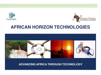 AFRICAN HORIZON TECHNOLOGIES  ADVANCING AFRICA THROUGH TECHNOLOGY  Hydraspin  TOC  Water Quality