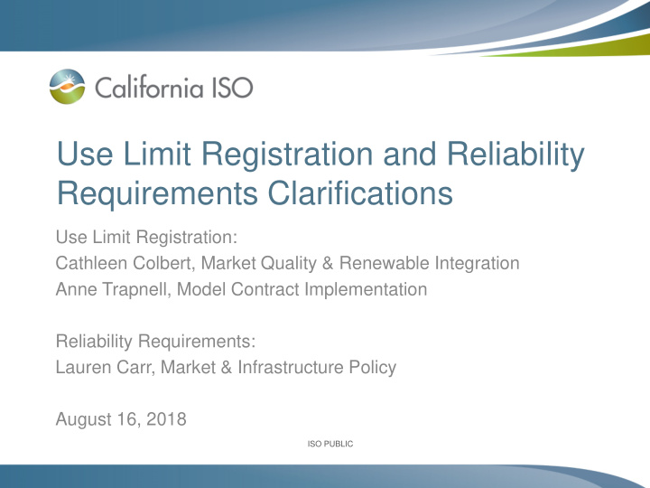 use limit registration and reliability requirements