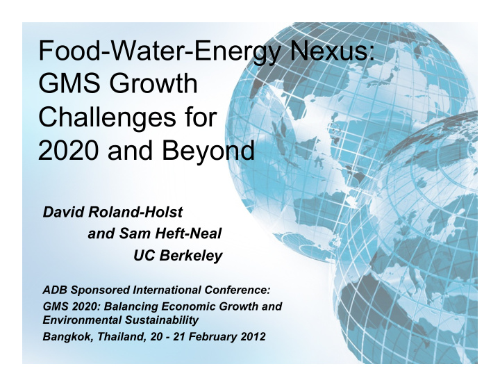 food water energy nexus gms growth challenges for 2020