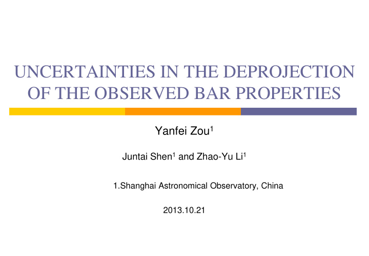 uncertainties in the deprojection of the observed bar