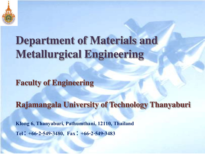 department of materials and metallurgical engineering