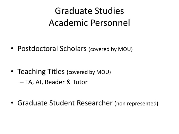 graduate studies academic personnel