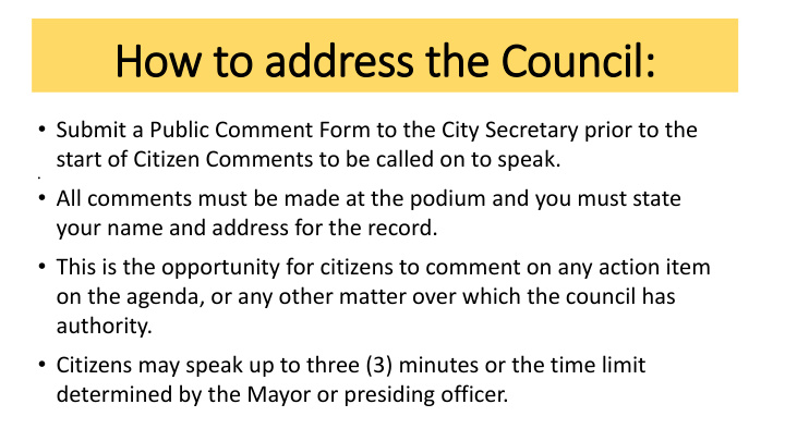 how to address the council