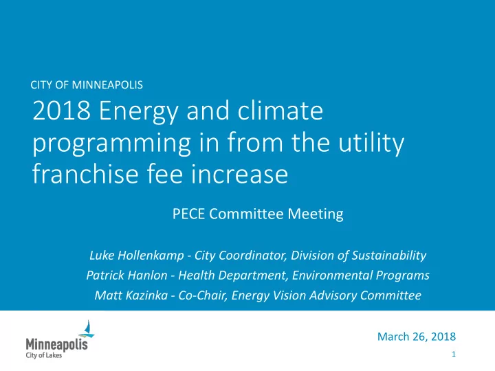 2018 energy and climate programming in from the utility