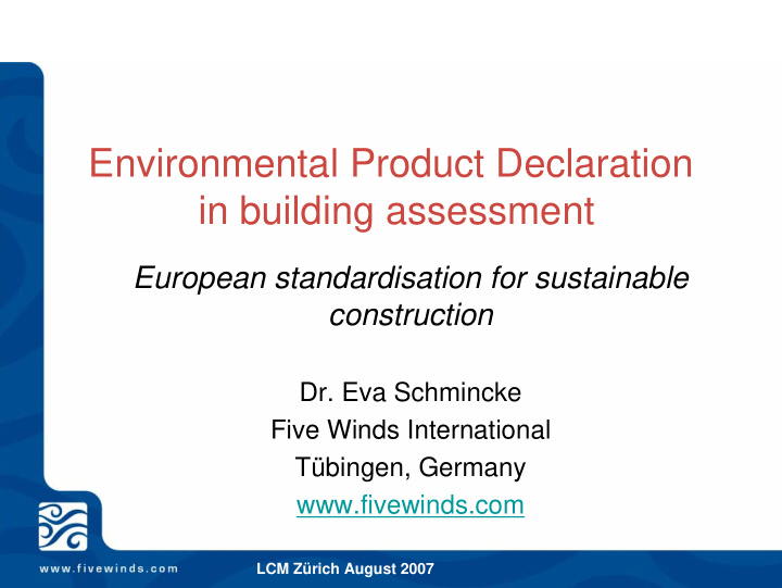 environmental product declaration in building assessment