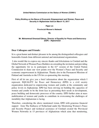 Dear Colleagues and Friends:  It is a great honor and distinct pleasure to be among the