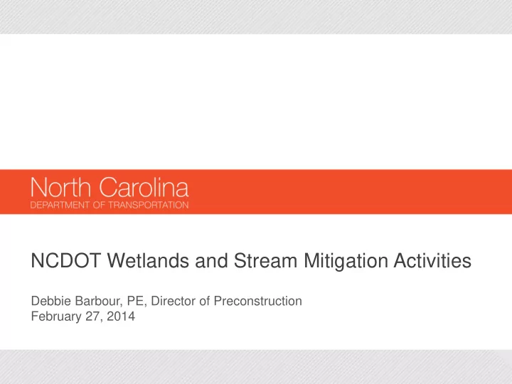 ncdot wetlands and stream mitigation activities