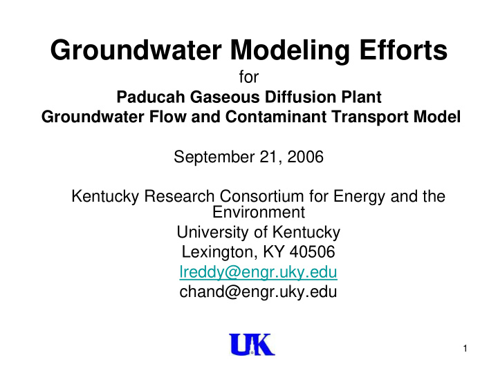 groundwater modeling efforts