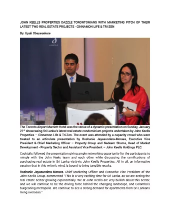 JOHN KEE  EELLS PROPER  ERTIES  ES DAZZ  ZZLE TORONTONIANS WITH MARKETING PITCH OF  F THEI  EIR