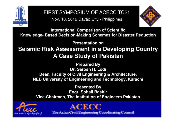 seismic risk assessment in a developing country a case