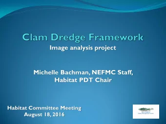 Image analysis project  Michelle Bachman, NEFMC Staff,  Habitat PDT Chair  Habitat Committee