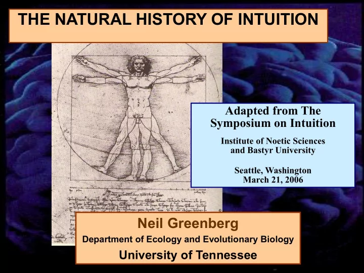 the natural history of intuition