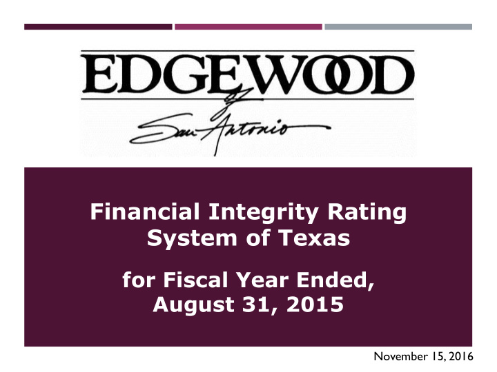financial integrity rating