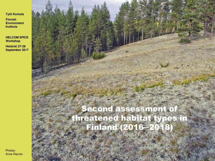 threatened habitat types in