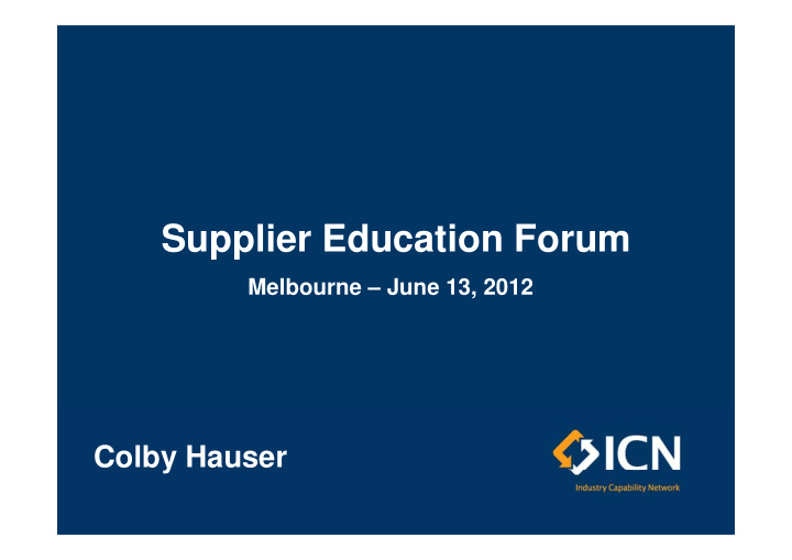 supplier education forum
