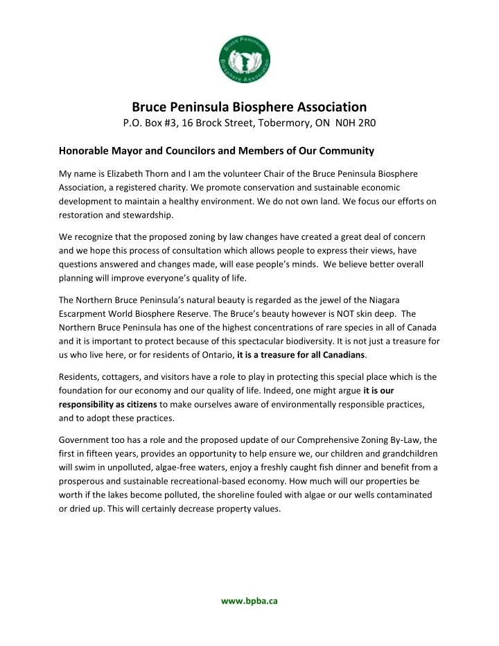 bruce peninsula biosphere association